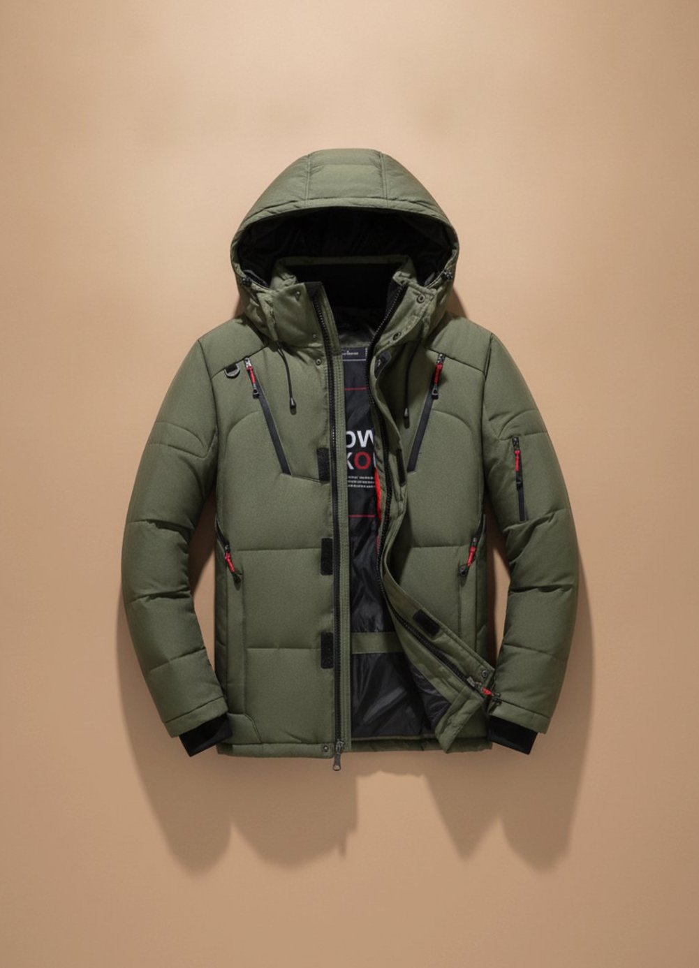 Winterjacke Herren winddicht mit Kapuze und warmer Daunenfüllung