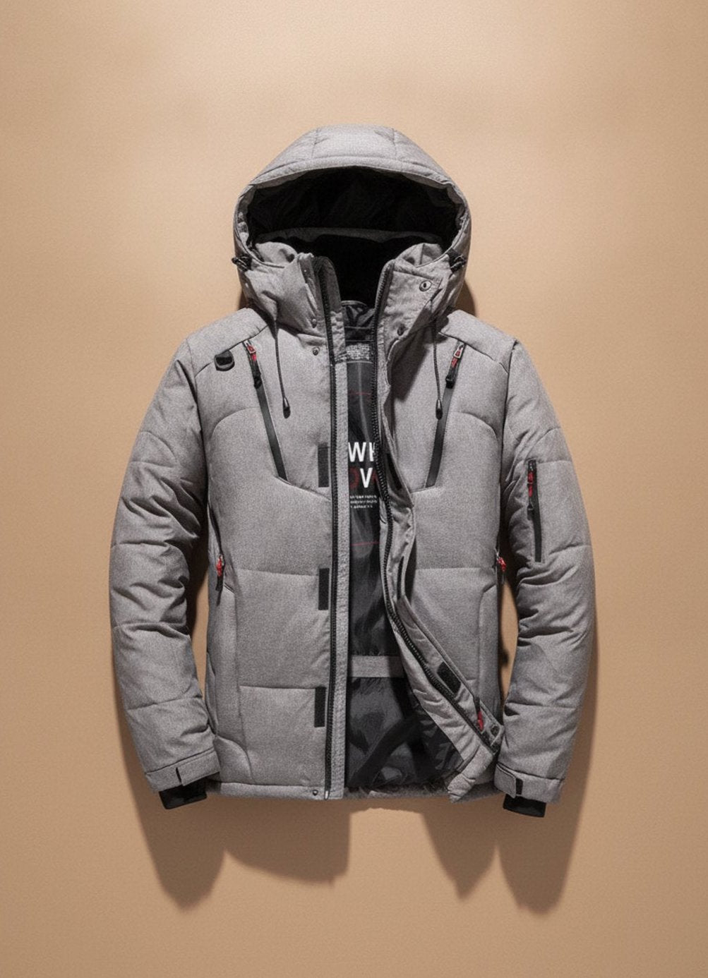 Winterjacke Herren winddicht mit Kapuze und warmer Daunenfüllung