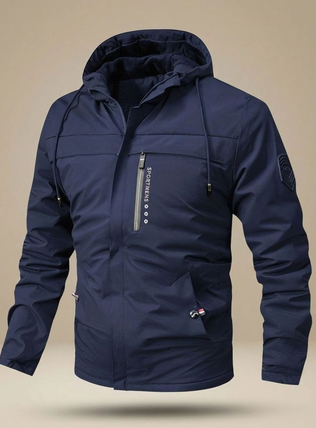 Winterjacke Herren Wasserdichte Kapuzenjacke mit Fleece-Innenfutter