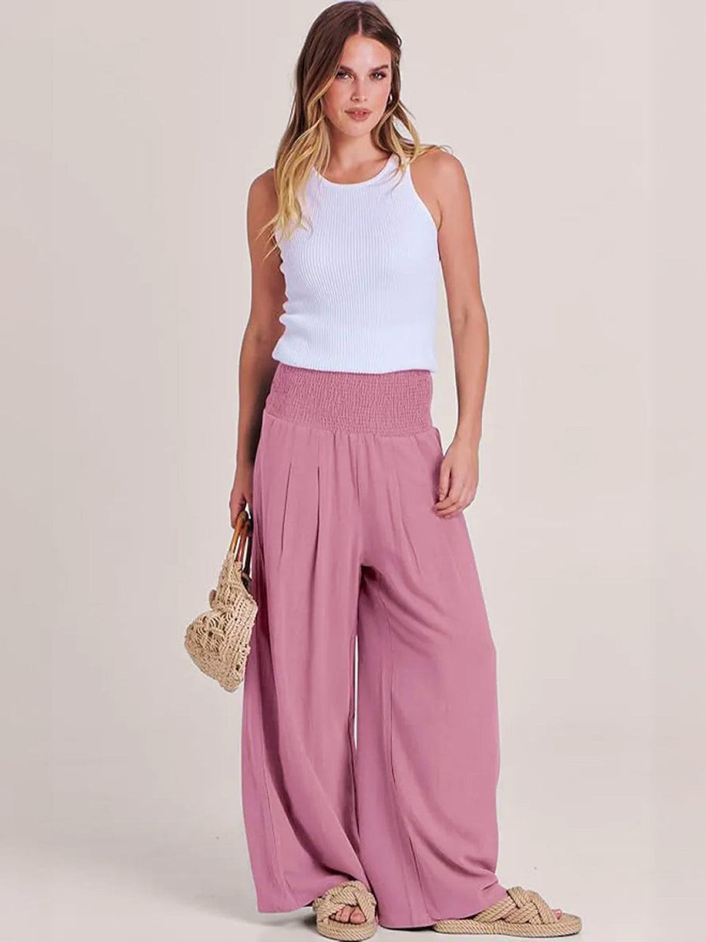 Damen Palazzohose mit Smokbund und weitem Bein - weitere Ansicht