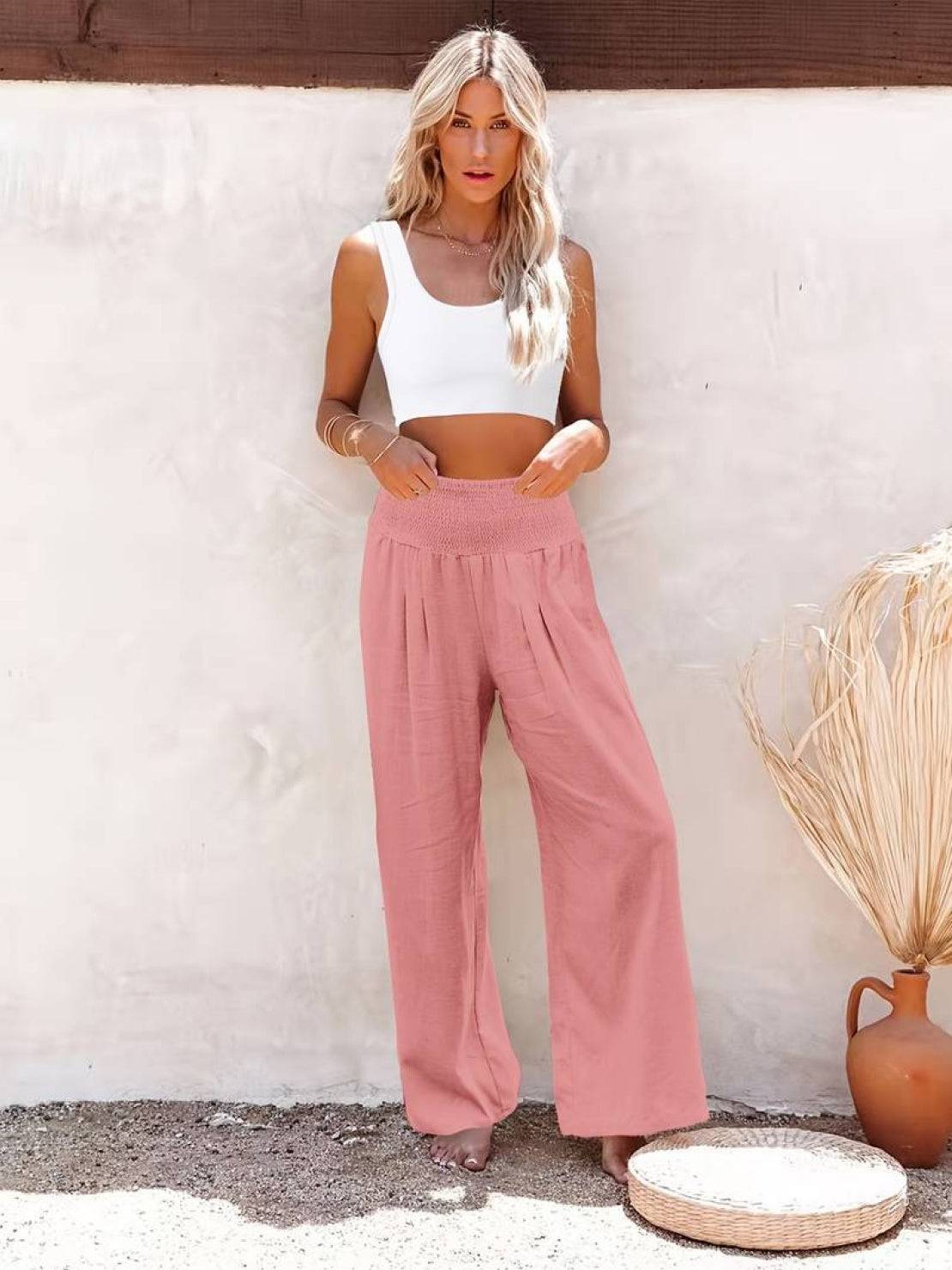 Damen Palazzohose mit Smokbund und weitem Bein - weitere Ansicht