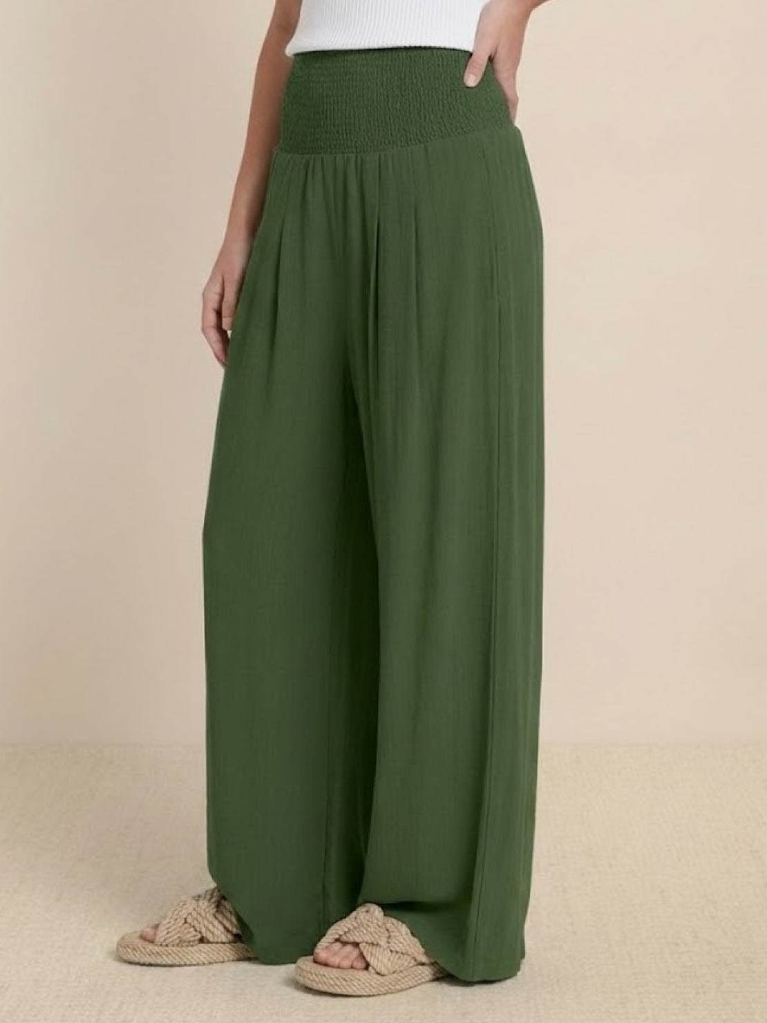 Damen Palazzohose mit Smokbund und weitem Bein - weitere Ansicht