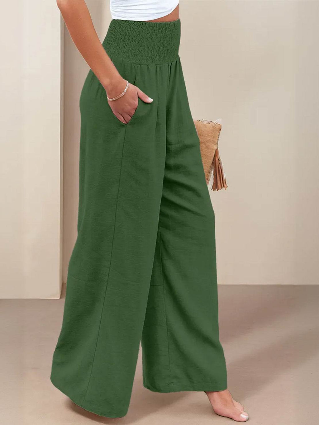 Damen Palazzohose mit Smokbund und weitem Bein - weitere Ansicht