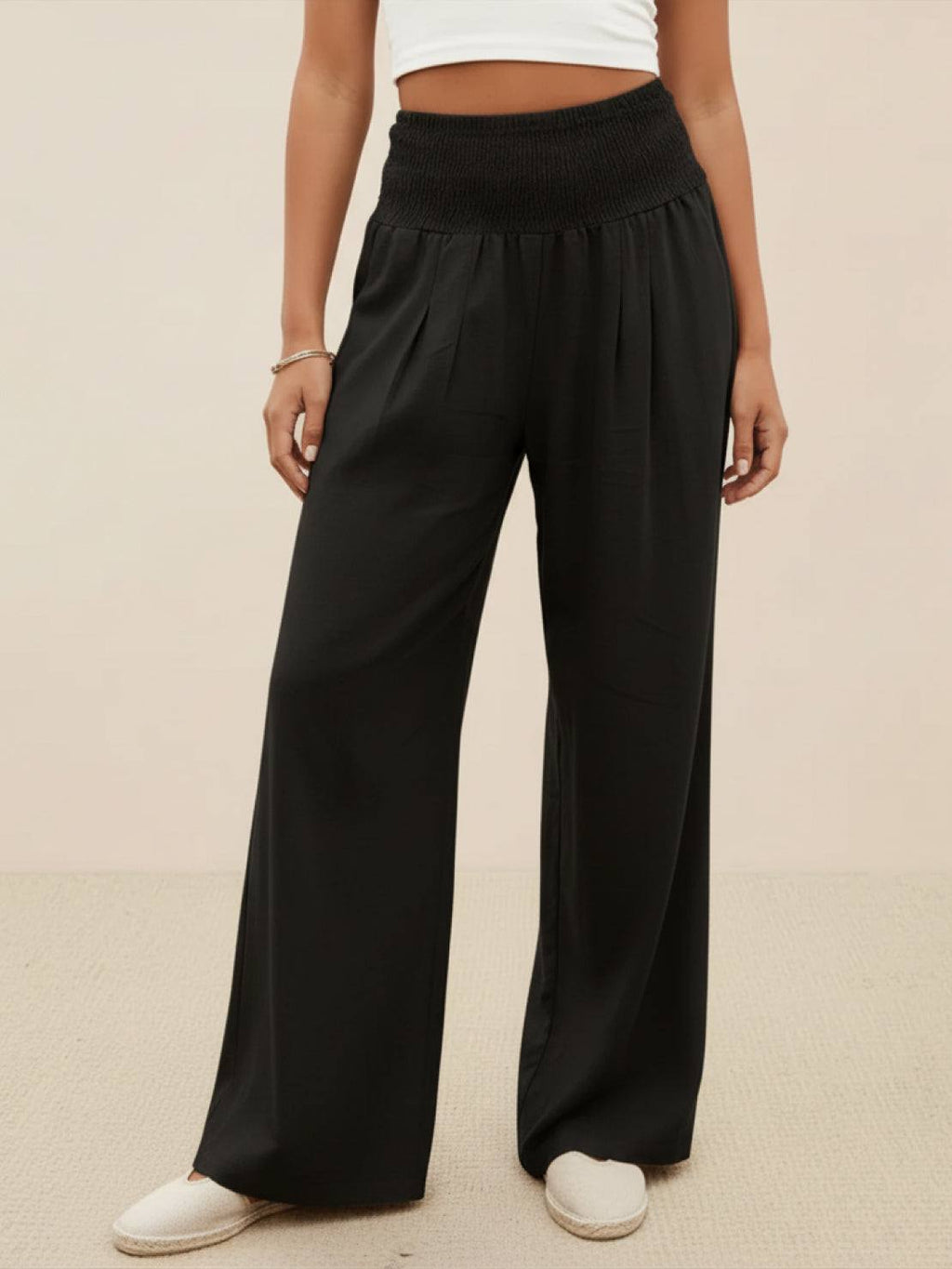 Damen Palazzohose mit Smokbund und weitem Bein - weitere Ansicht