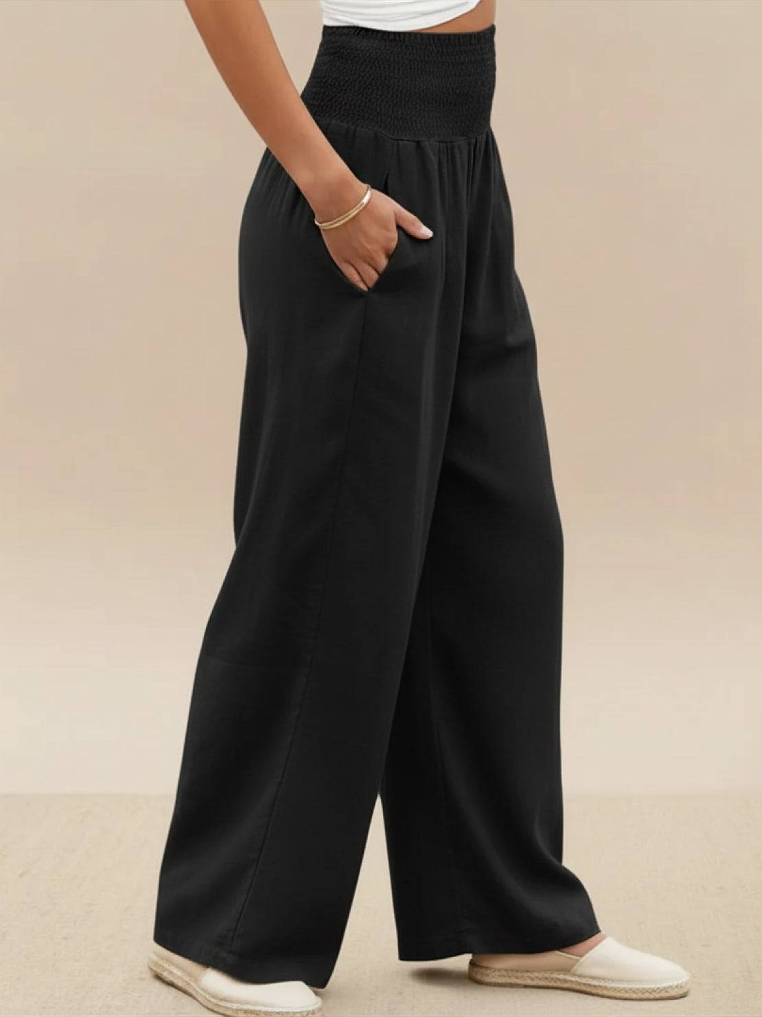 Damen Palazzohose mit Smokbund und weitem Bein - weitere Ansicht