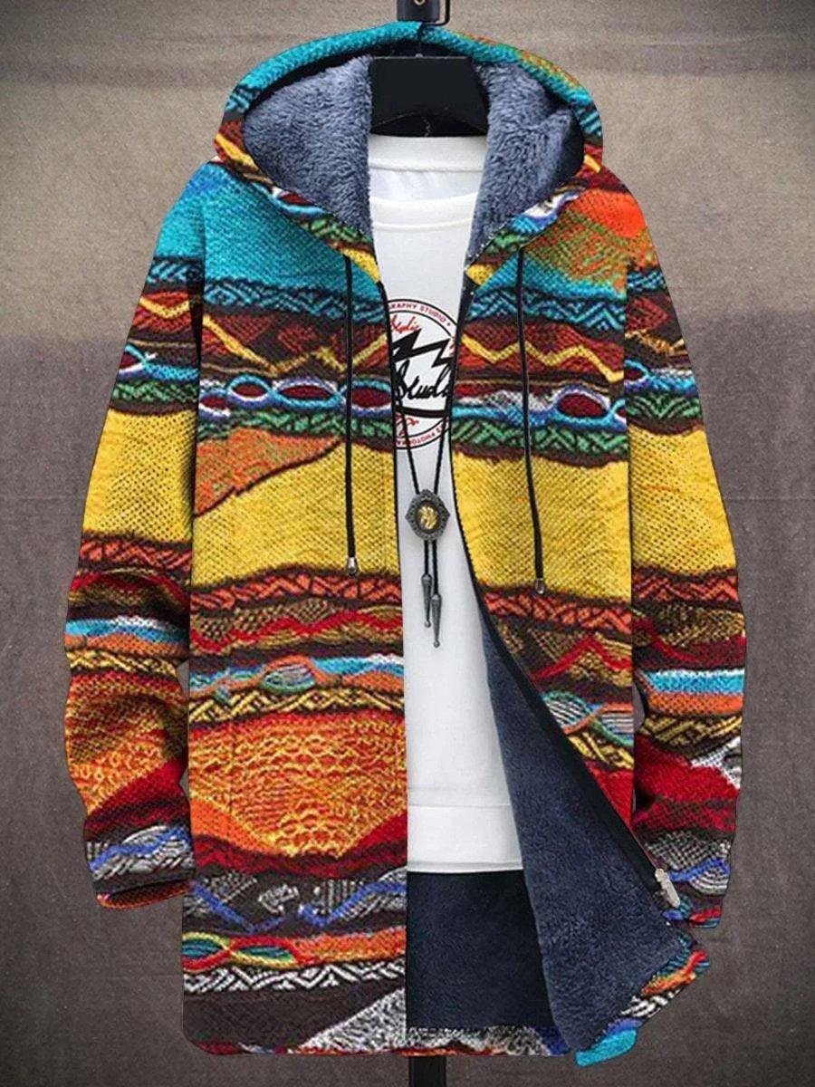 Hoodie Damen Oversize Kunstdruck mit Reißverschluss und Fleecefutter