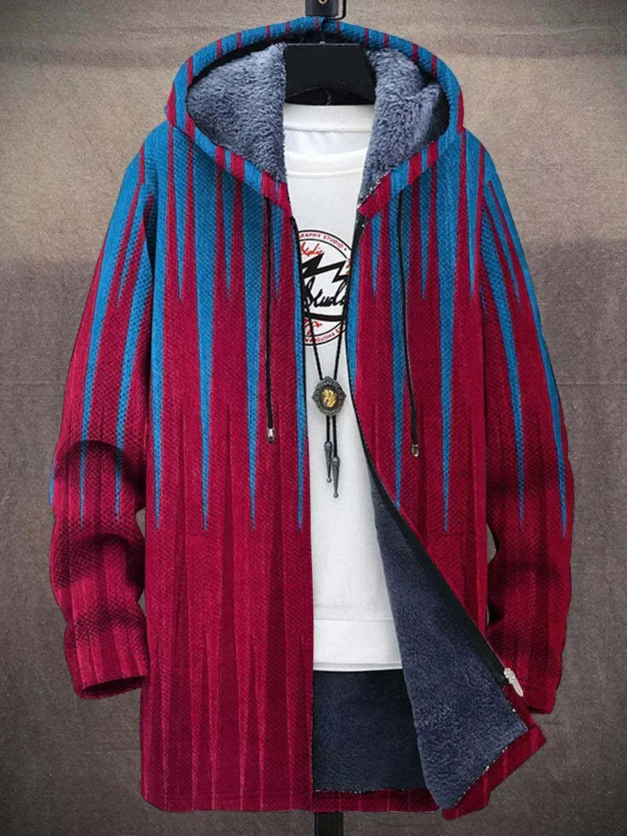Hoodie Damen Oversize Kunstdruck mit Reißverschluss und Fleecefutter