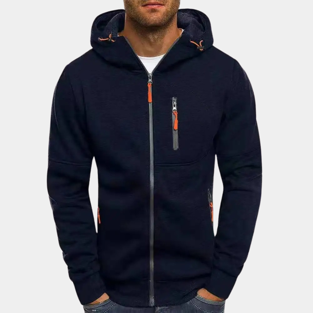Hoodie mit durchgehendem Zipper und Kapuze für Herren in Marineblau - Ansicht 11