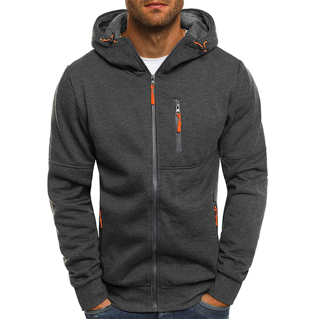 Hoodie mit durchgehendem Zipper und Kapuze für Herren in Dunkelgrau - Ansicht 3
