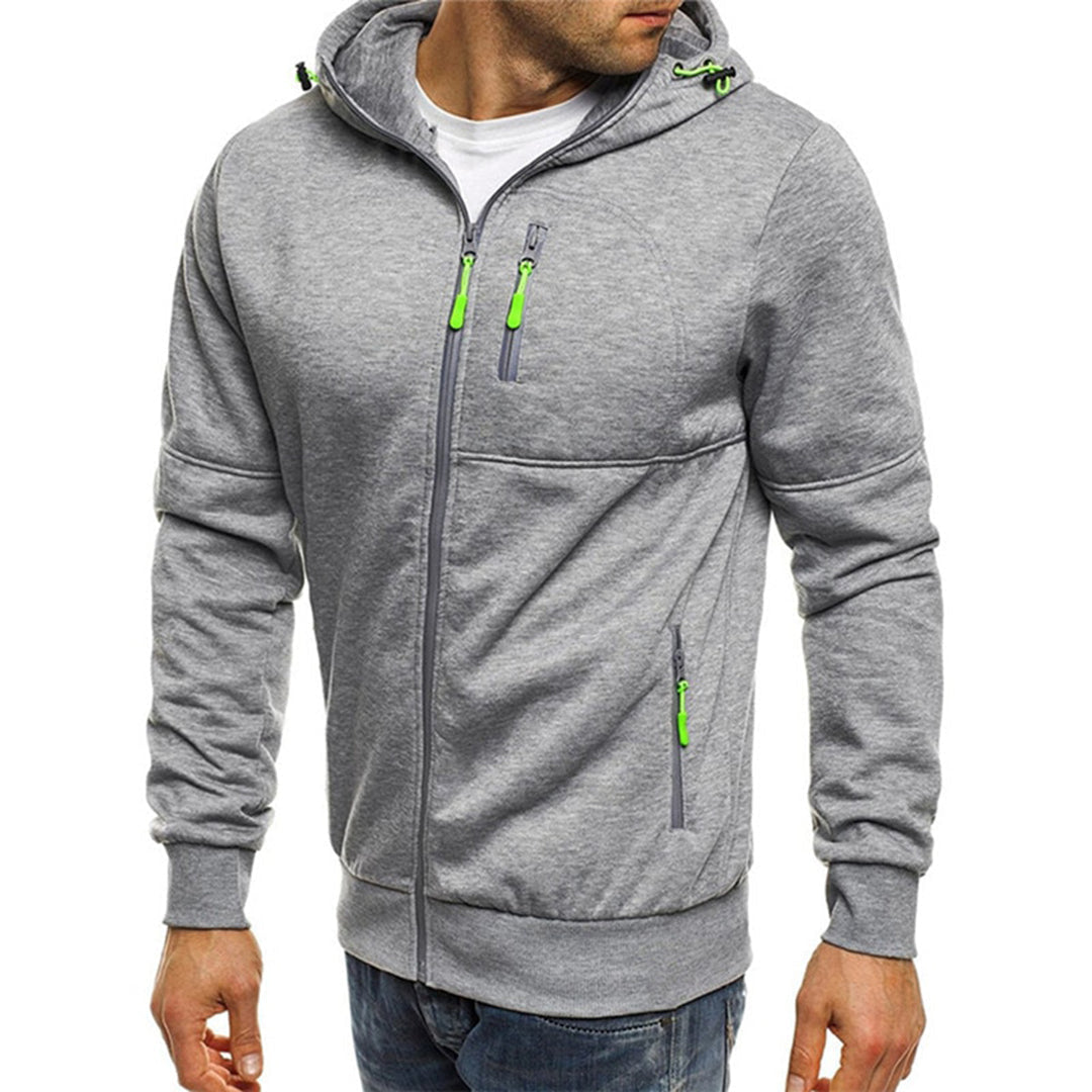 Hoodie mit durchgehendem Zipper und Kapuze für Herren in Hellgrau - Ansicht 7
