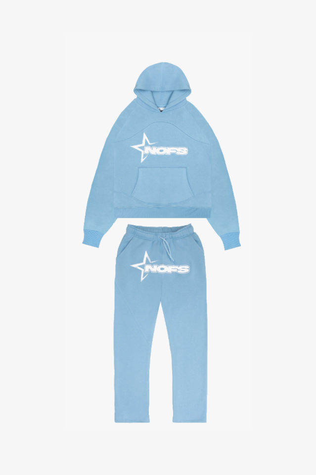 Hoodie mit Fronttasche im Set mit Trainingshose für Herren in Hellblau - Ansicht 9