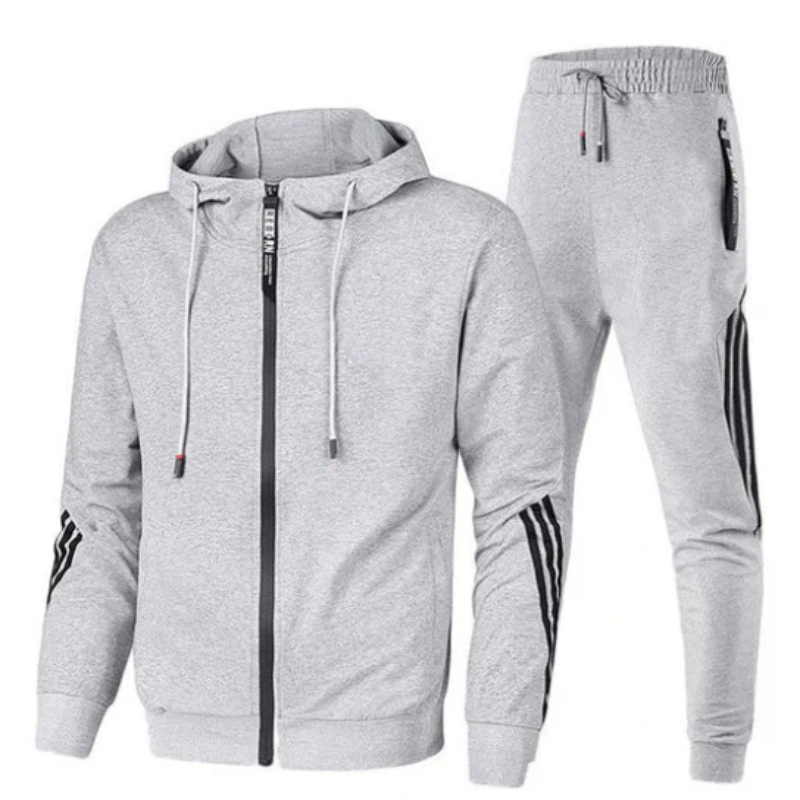 Hoodie-Set mit Kapuze und passender langer Hose für Herren in Grau