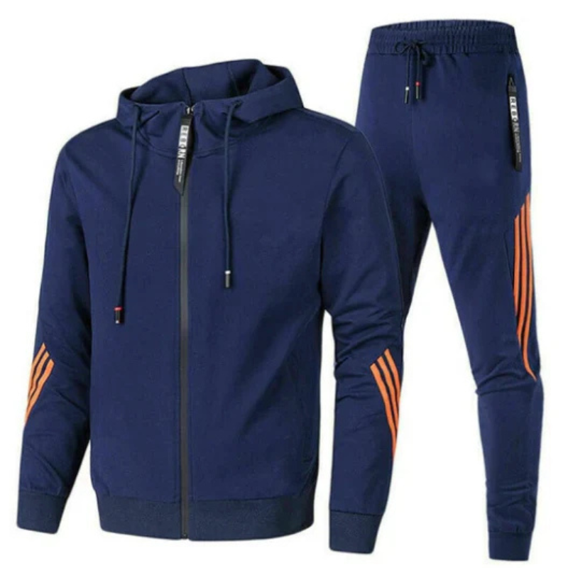 Hoodie-Set mit Kapuze und passender langer Hose für Herren in Marineblau - Ansicht 2