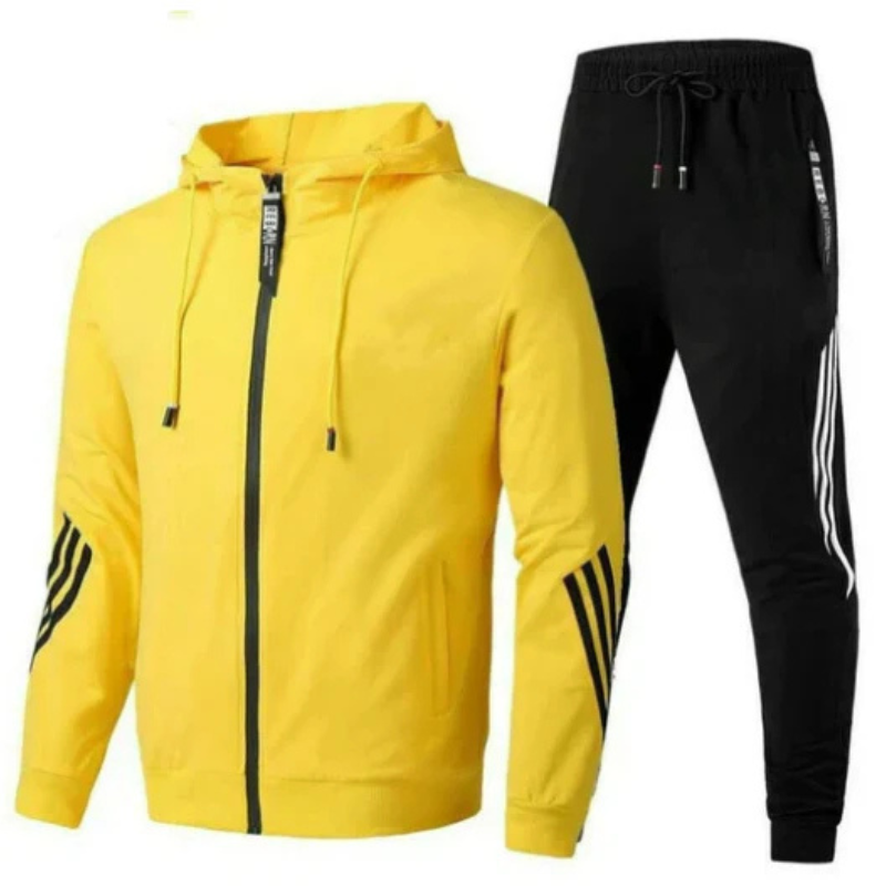 Hoodie-Set mit Kapuze und passender langer Hose für Herren in Gelb - Ansicht 5