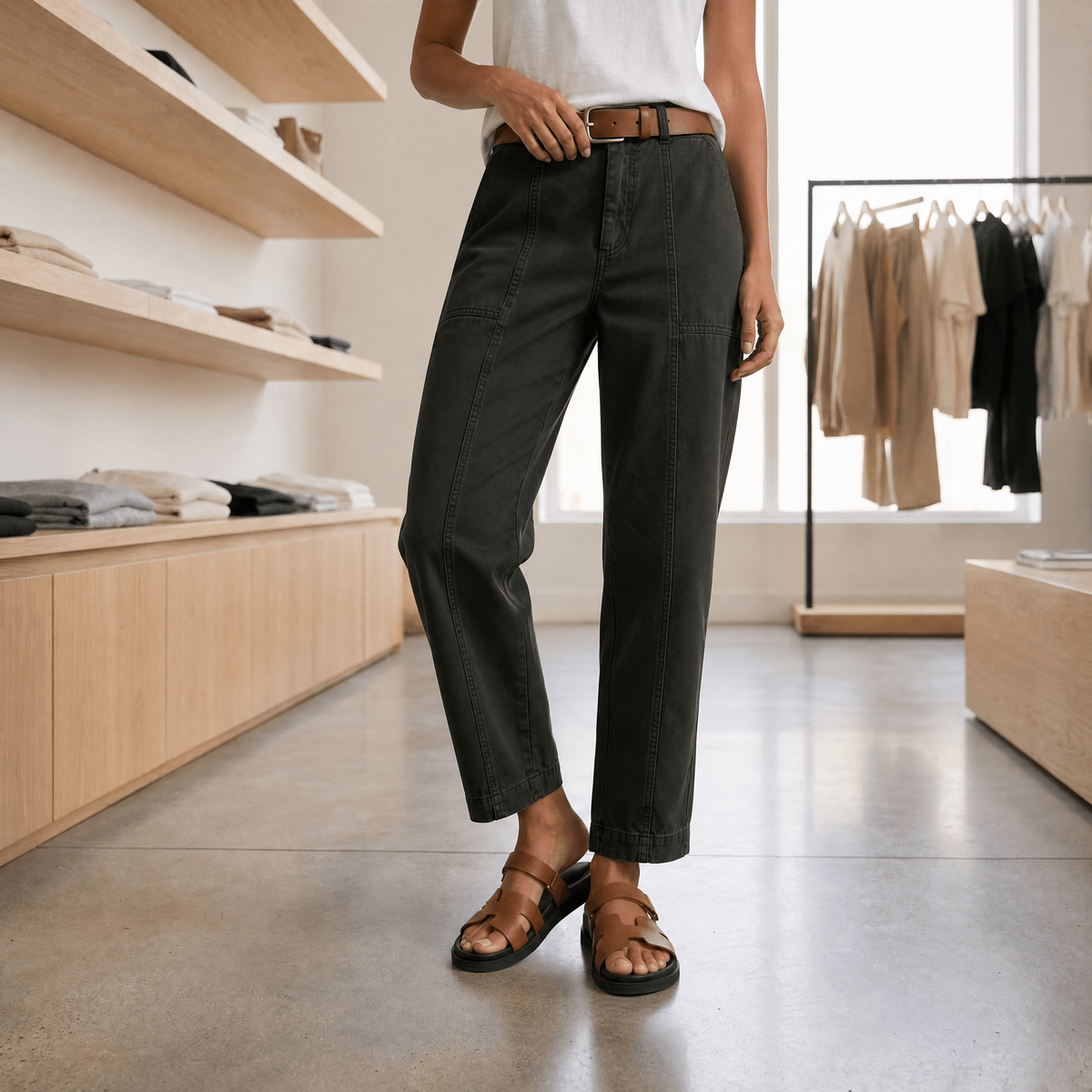 Hose mit hohem Bund und schmalem Bein für Damen