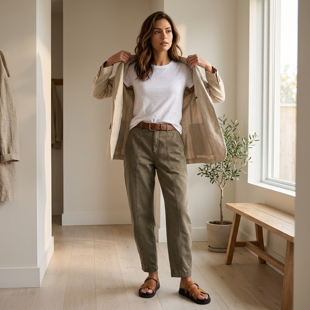 Hose mit hohem Bund und schmalem Bein für Damen