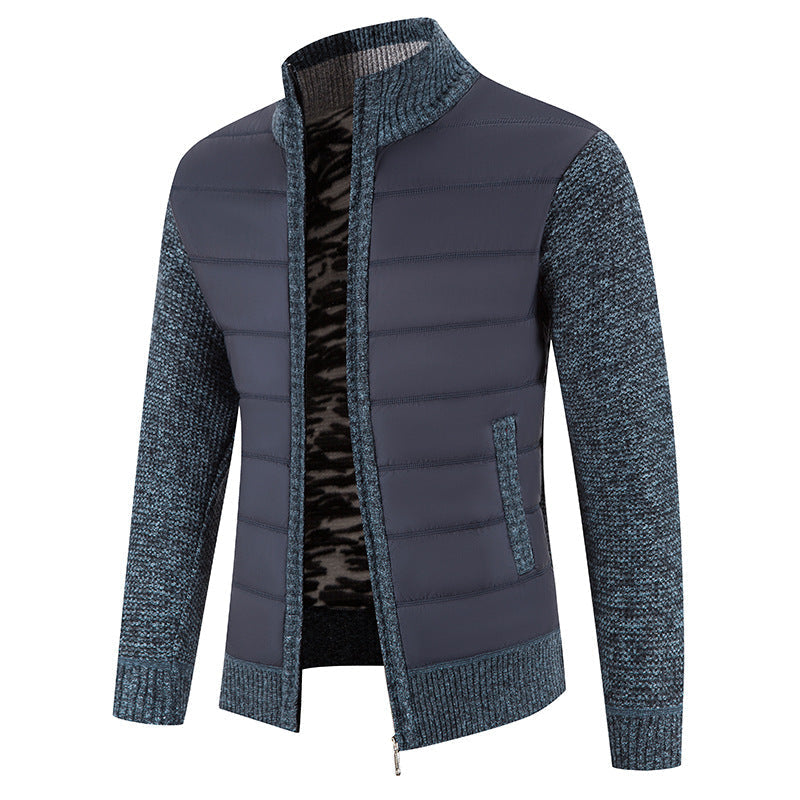 Hybridjacke mit Steppfront und Stehkragen für Herren in Blaugrau - Ansicht 3