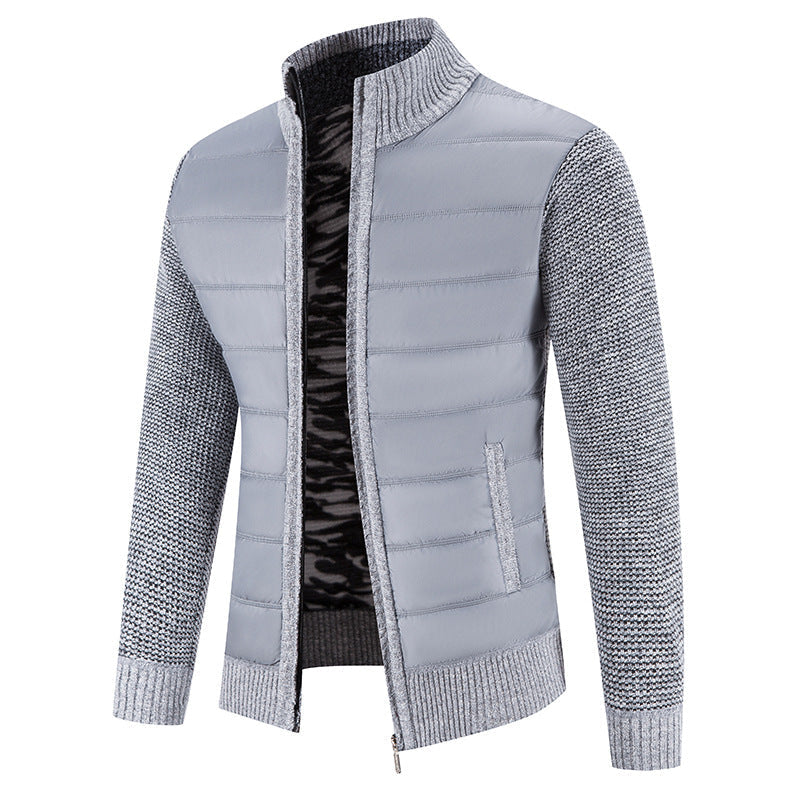 Hybridjacke mit Steppfront und Stehkragen für Herren in Hellgrau - Ansicht 4