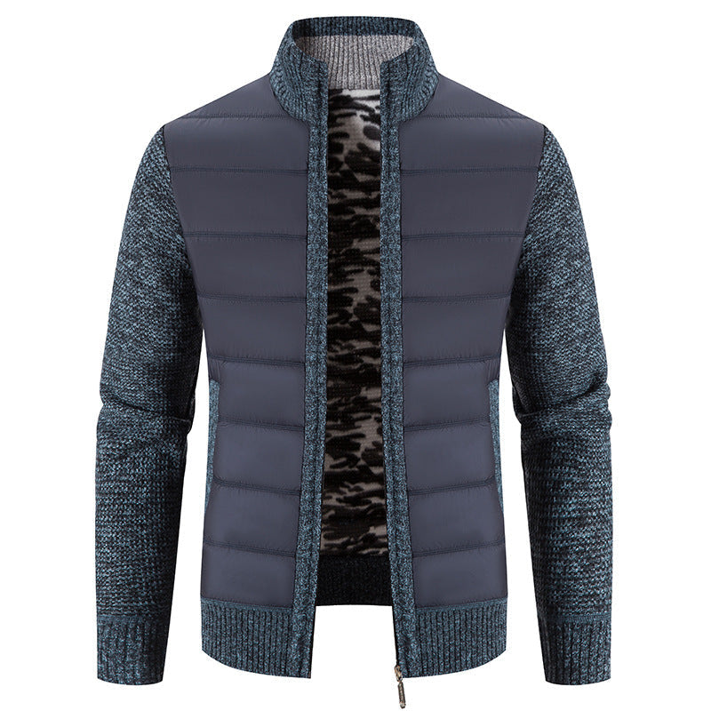 Hybridjacke mit Steppfront und Stehkragen für Herren in Blaugrau - Ansicht 5