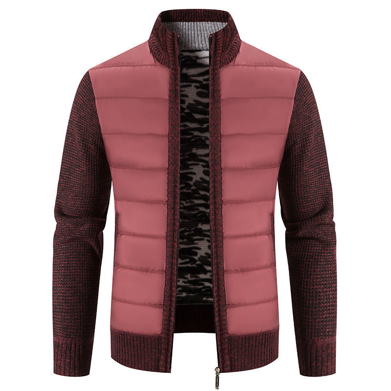 Hybridjacke mit Steppfront und Stehkragen für Herren in Weinrot - Ansicht 7