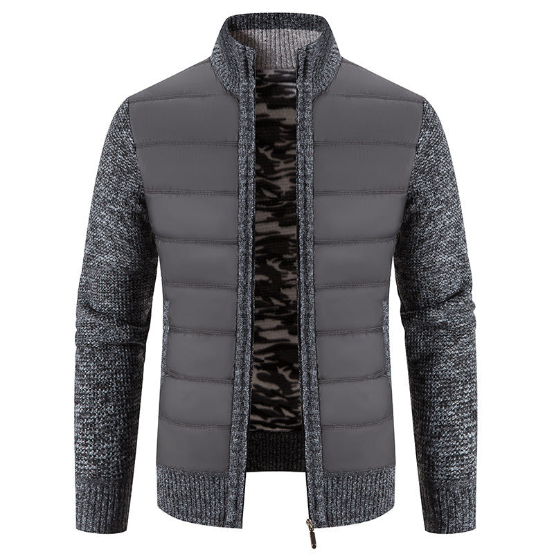 Hybridjacke mit Steppfront und Stehkragen für Herren in Dunkelgrau - Ansicht 8