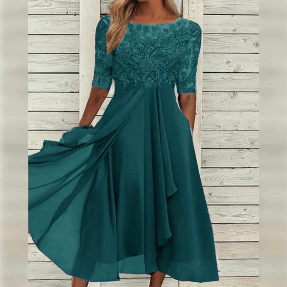 Festliches Kleid Damen Midikleid mit Spitze
