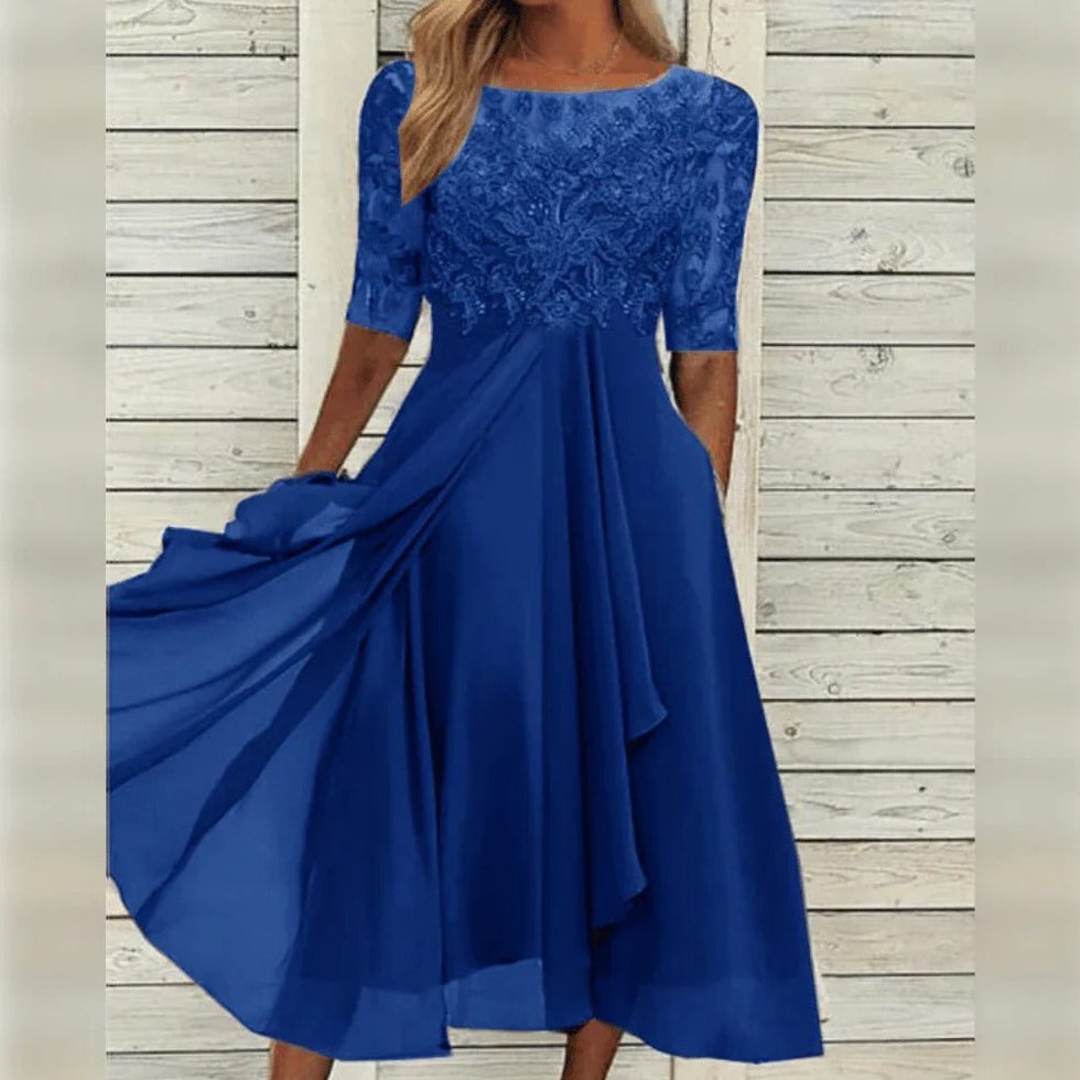 Festliches Kleid Damen Midikleid mit Spitze