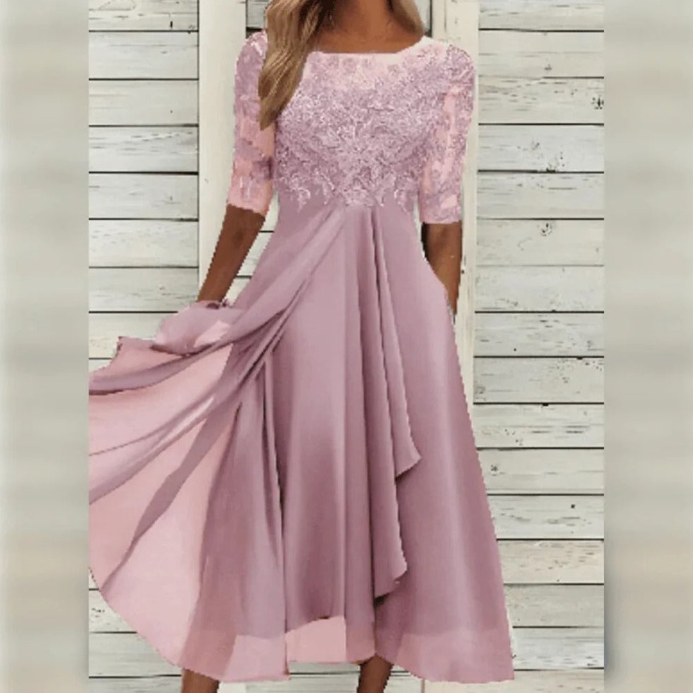 Festliches Kleid Damen Midikleid mit Spitze