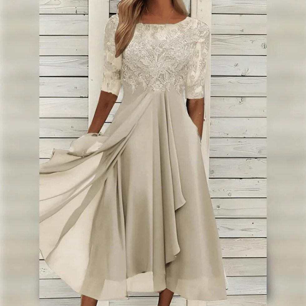 Festliches Kleid Damen Midikleid mit Spitze