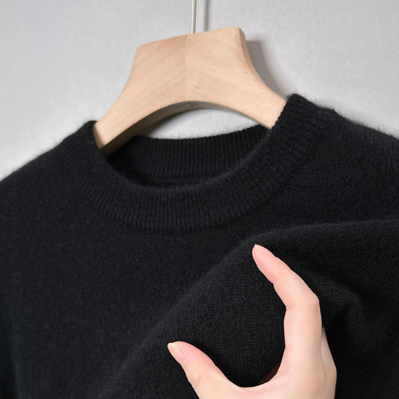 Bayer Modehaus - Damen Feinstrickpullover mit Rundhalsausschnitt, unifarben in Schwarz