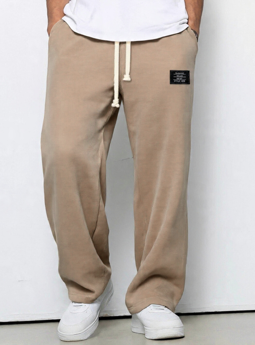 Bayer Modehaus - Herren Wide-Leg-Hose mit Kordelzug, Waffelstruktur in Khaki