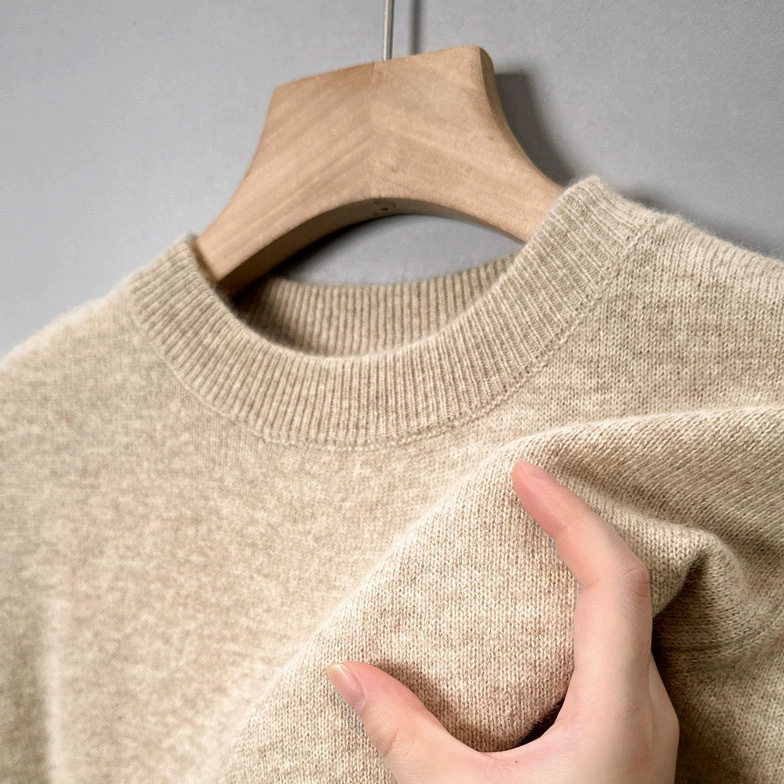 Bayer Modehaus - Damen Feinstrickpullover mit Rundhalsausschnitt, unifarben in Beige