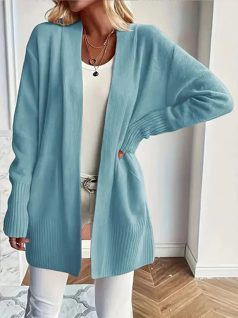 Damen Longcardigan mit Dolman-Ärmeln in Hellblau