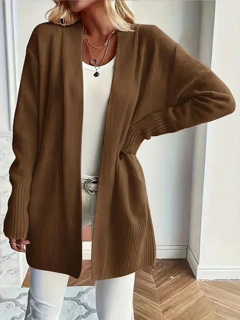 Damen Longcardigan mit Dolman-Ärmeln in Braun