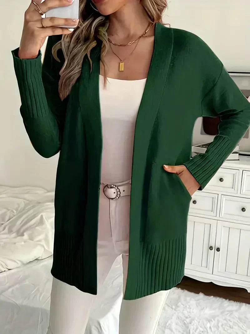 Damen Longcardigan mit Dolman-Ärmeln in Grün