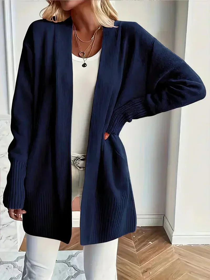 Damen Longcardigan mit Dolman-Ärmeln in Dunkelblau