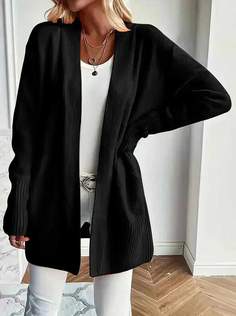 Damen Longcardigan mit Dolman-Ärmeln in Schwarz