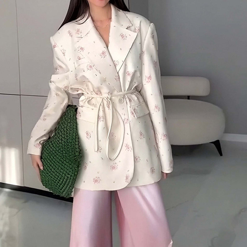 Jacke mit Bindegürtel und Reverskragen für Damen