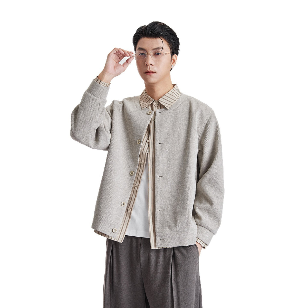 Jacke mit Streifen und Lagenoptik für Herren