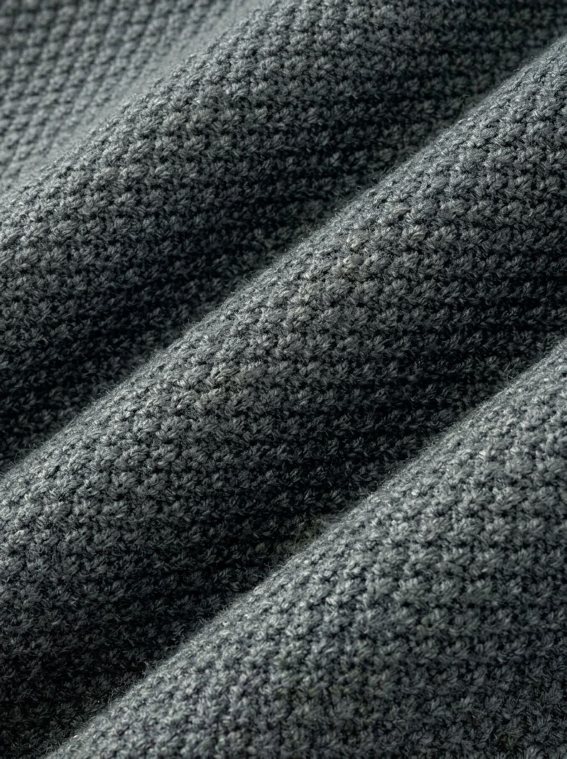 Jacquard-Strickpullover Herren Regular Fit mit geripptem Stehkragen