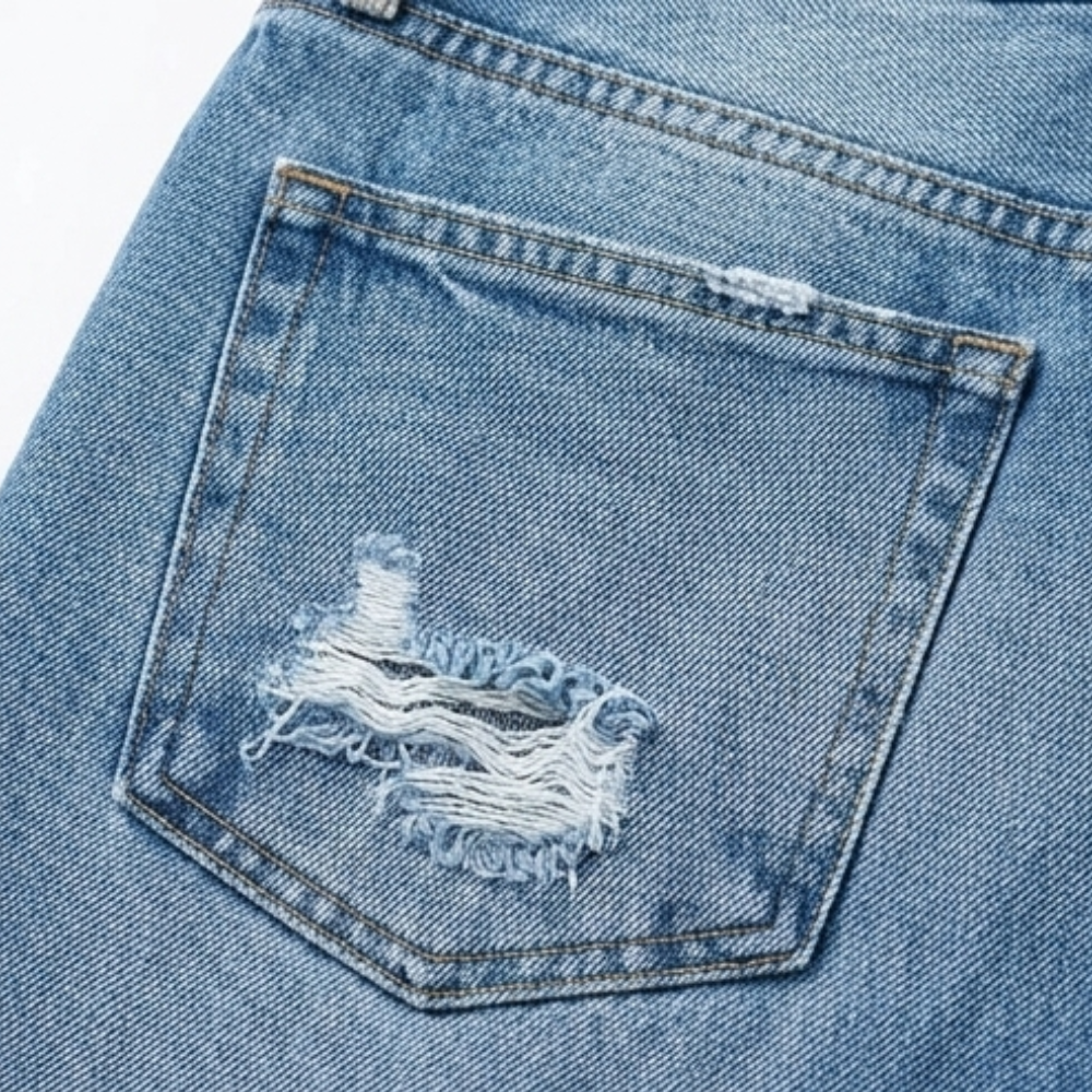 Jeans mit geradem Bein und Fransensaum für Damen