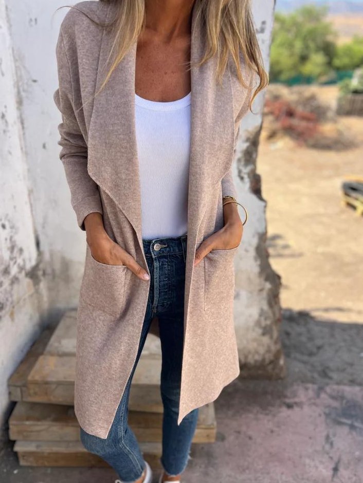 Bayer Modehaus - Damen Cardigan lang mit Schalkragen und aufgesetzten Taschen - Produktbild 5