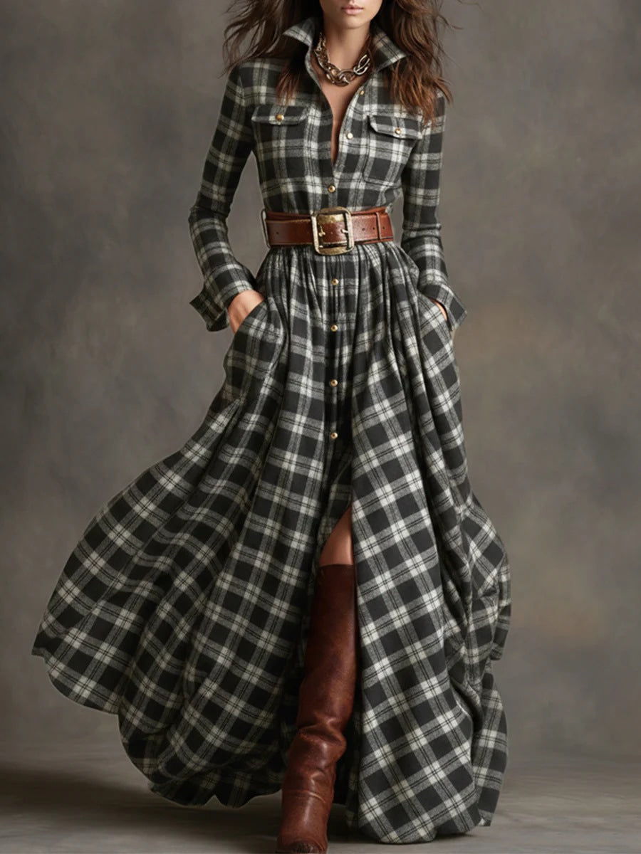 Kleid mit asymmetrischem Saum und Umlegekragen für Damen