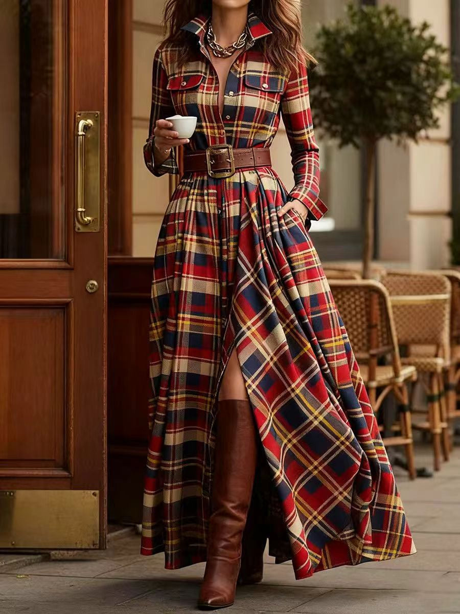Kleid mit asymmetrischem Saum und Umlegekragen für Damen