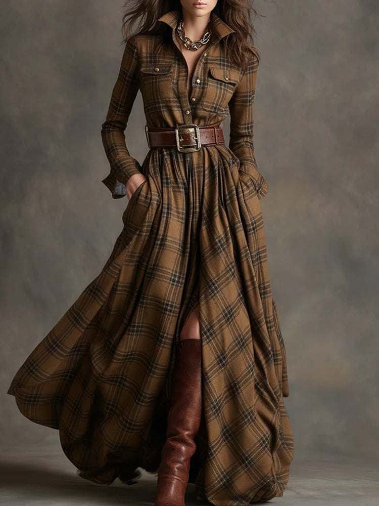 Kleid mit asymmetrischem Saum und Umlegekragen für Damen