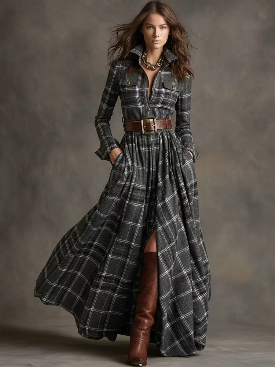 Kleid mit asymmetrischem Saum und Umlegekragen für Damen