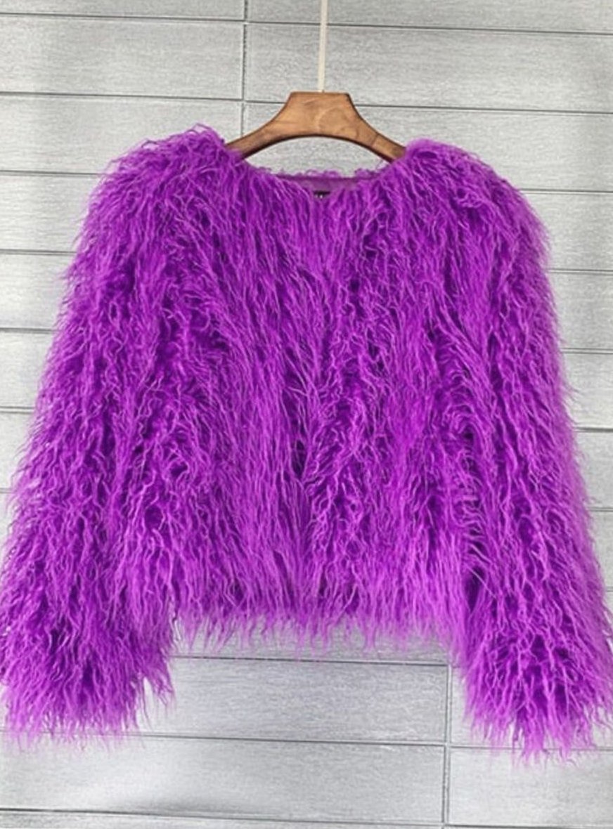 Winterjacke Damen Kunstpelzmantel Langhaarkunstfell kurz Shaggy Look