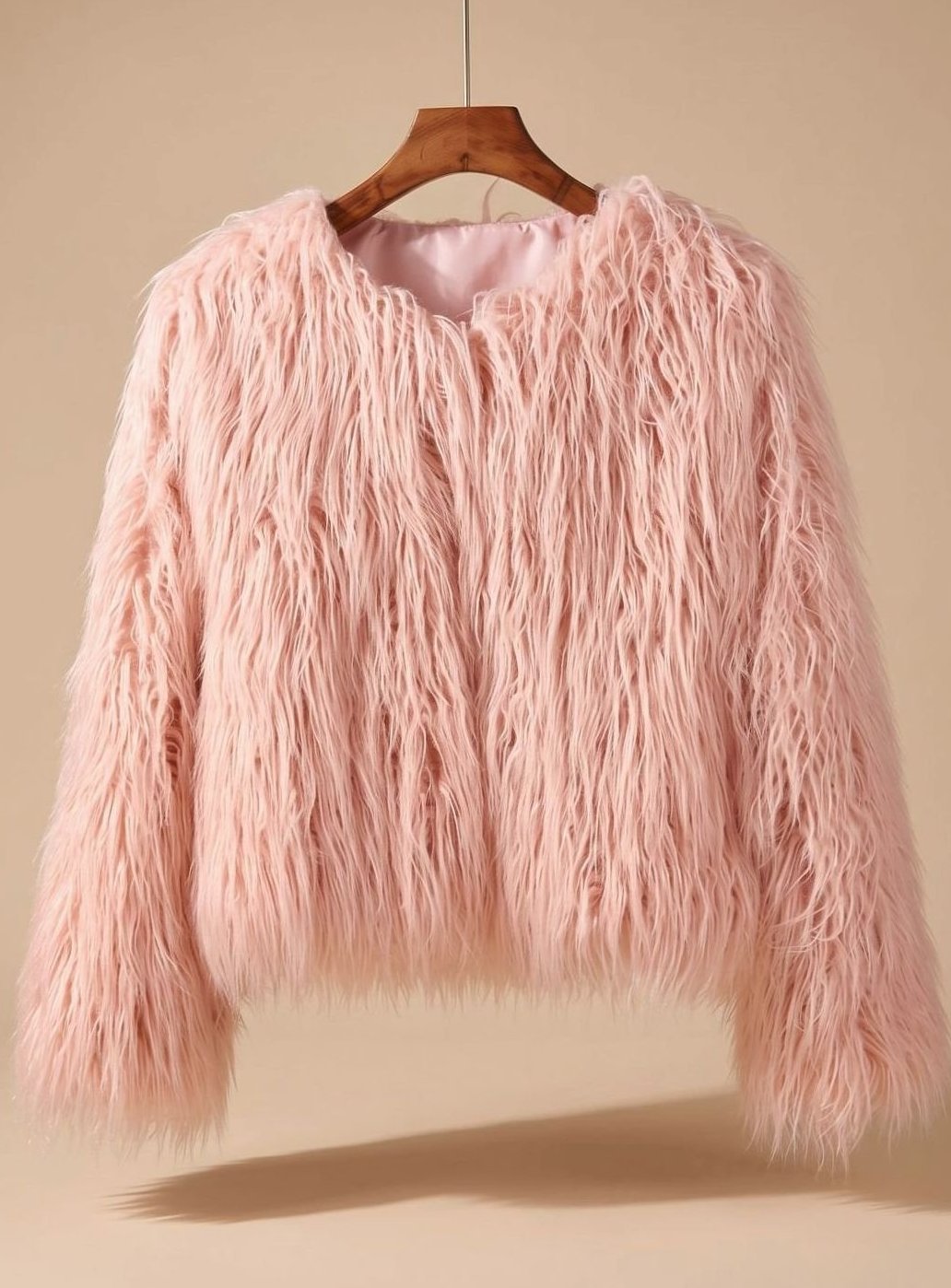Winterjacke Damen Kunstpelzmantel Langhaarkunstfell kurz Shaggy Look