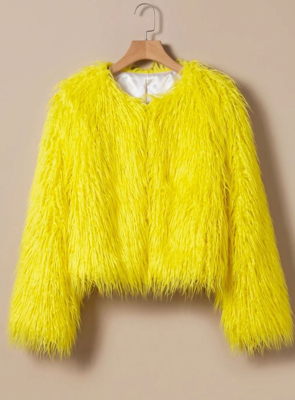 Winterjacke Damen Kunstpelzmantel Langhaarkunstfell kurz Shaggy Look