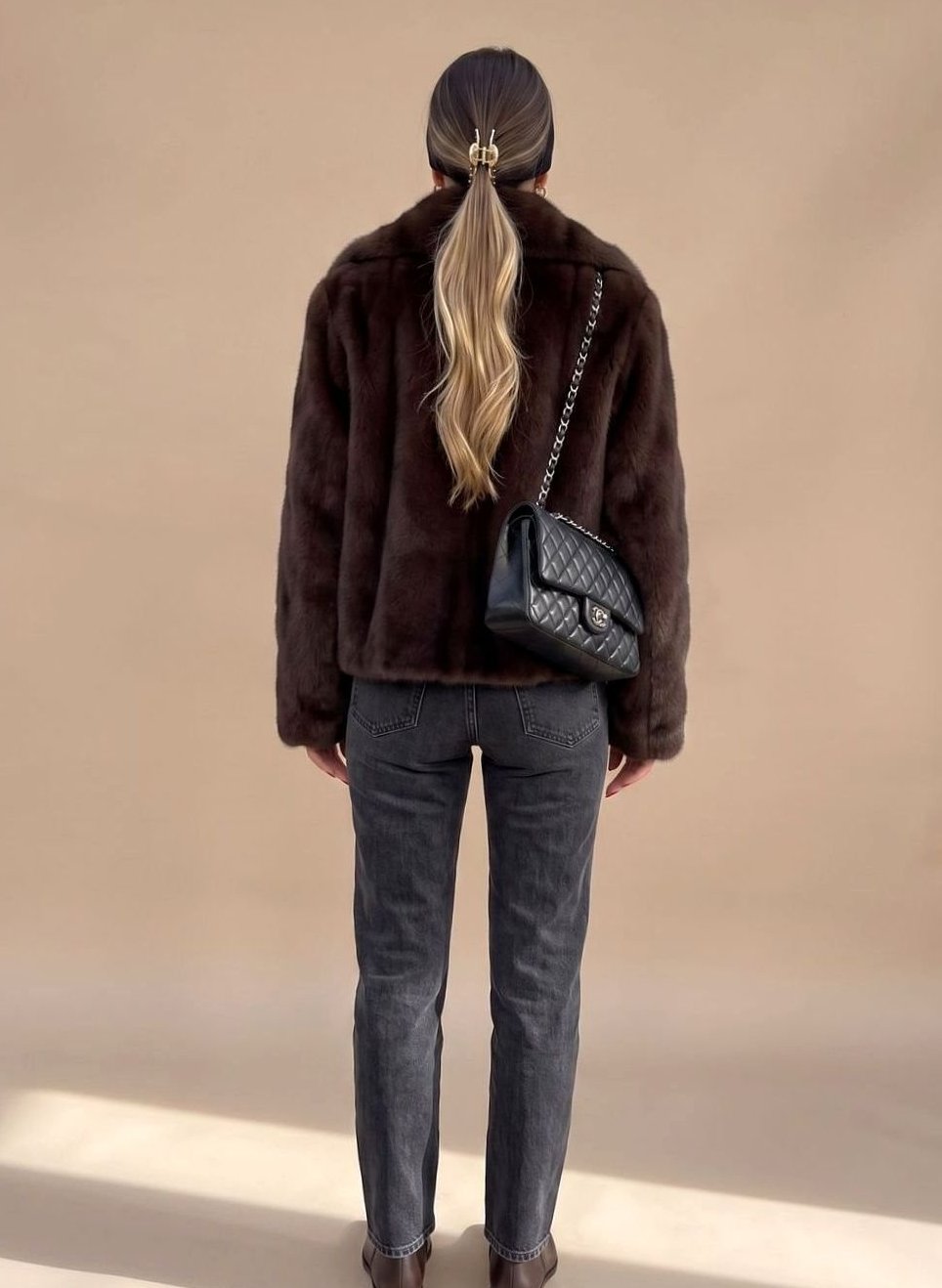 Winterjacke Damen Kunstpelzmantel kurz mit breitem Umlegekragen